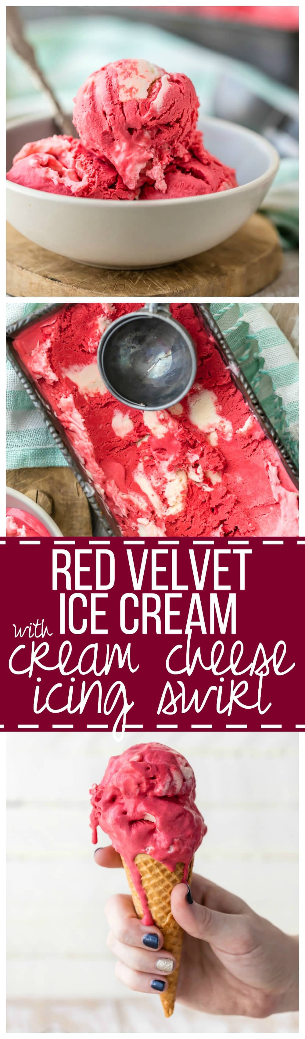 Red Velvet Ice Cream With Cream Cheese Icing Swirl The