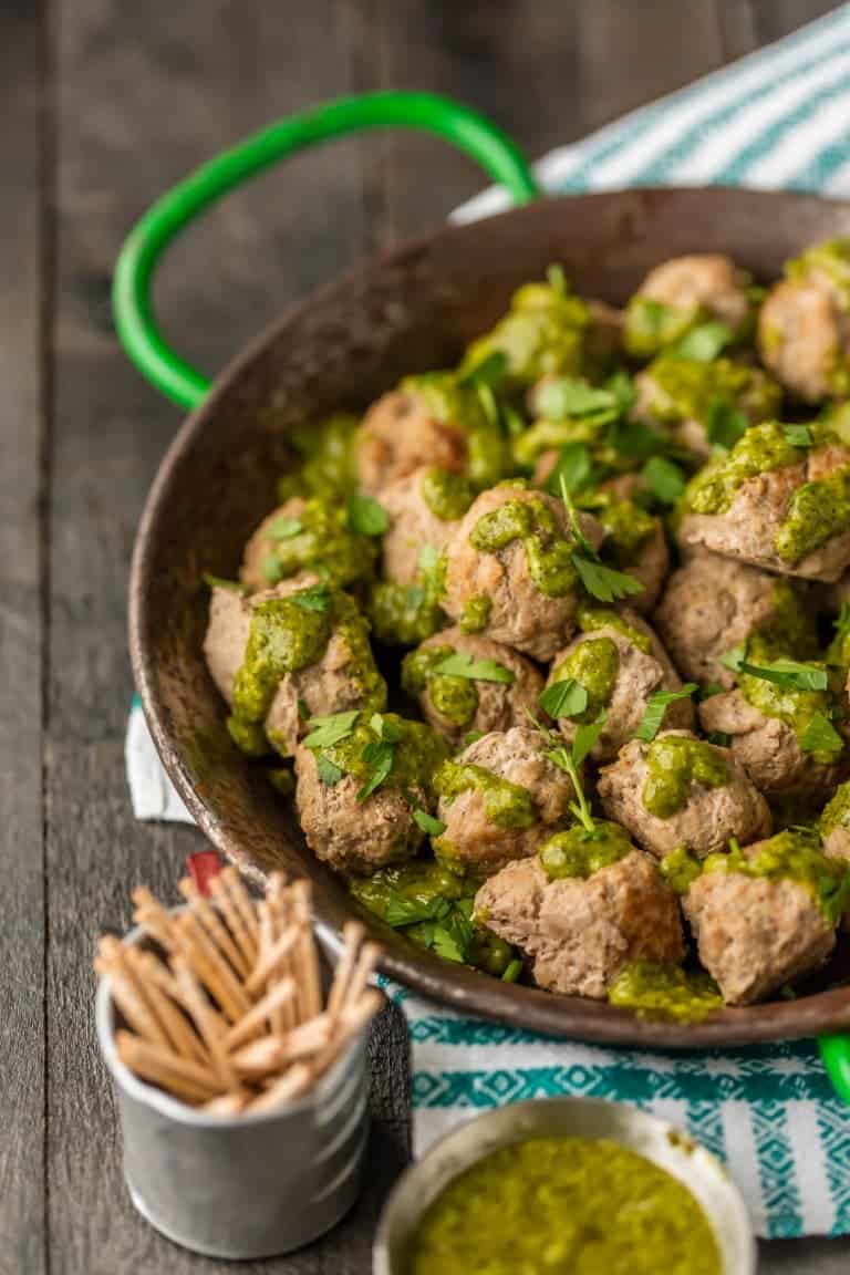 Peruvian Chicken Meatballs With Green Sauce Drop Meatballs Recipe