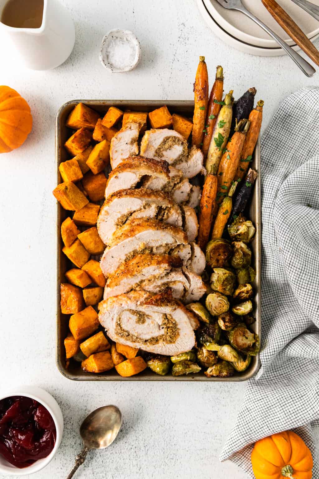 Sheet Pan Thanksgiving Dinner With Turkey Roulade Recipe The Cookie