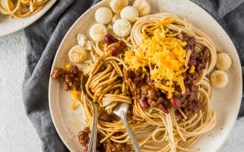 Cincinnati Chili is a delicious and unique Mediterranean Style Chili atop spaghetti noodles. This Cincinnati Chili Recipe is both savory and sweet in all the right ways. This Cincinnati Style Chili is a must make for any Chili lover!