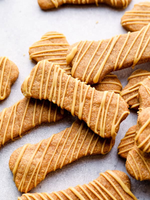 dog treats drizzled with dog friendly icing