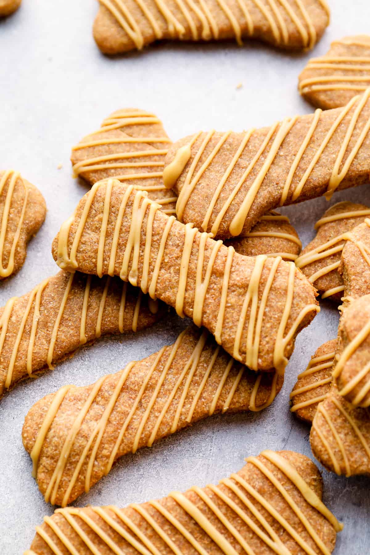 homemade dog treats drizzled with dog friendly icing