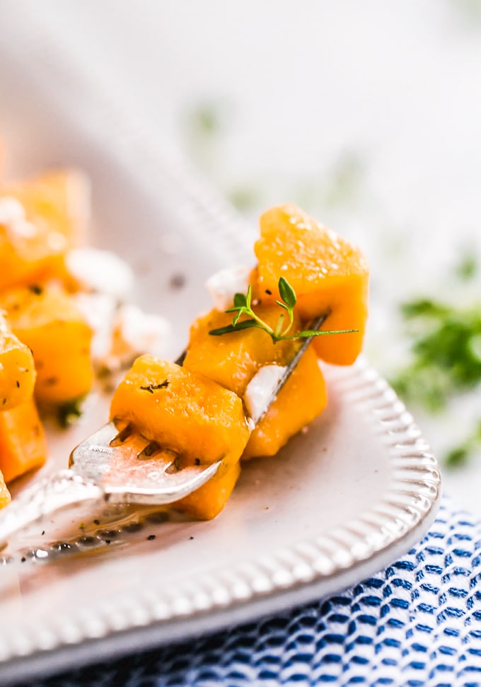 Maple Butternut Squash on a fork