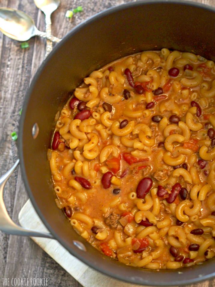 Loaded Chili Macaroni and Cheese | The Cookie Rookie