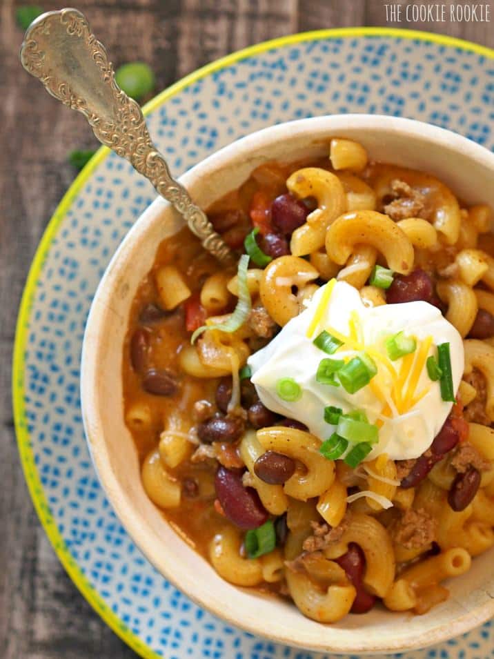 Loaded Chili Macaroni and Cheese | The Cookie Rookie