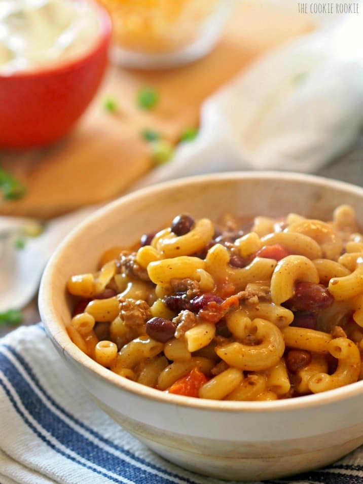 Loaded Chili Macaroni and Cheese | The Cookie Rookie