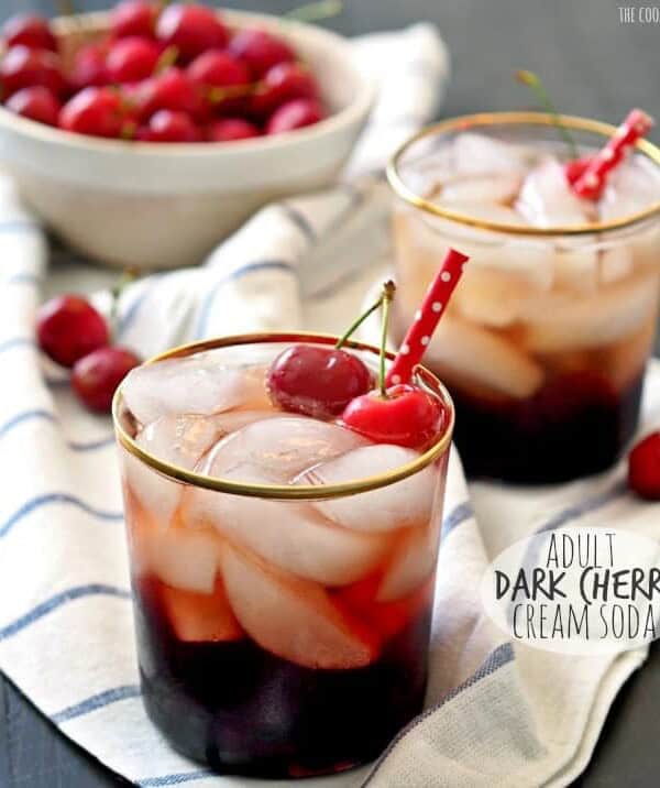 Adult Dark Cherry Cream Soda! Fun and flirty cocktail made with Dark Cherry Juice, Cream Soda, and Vodka! YUM! | The Cookie Rookie