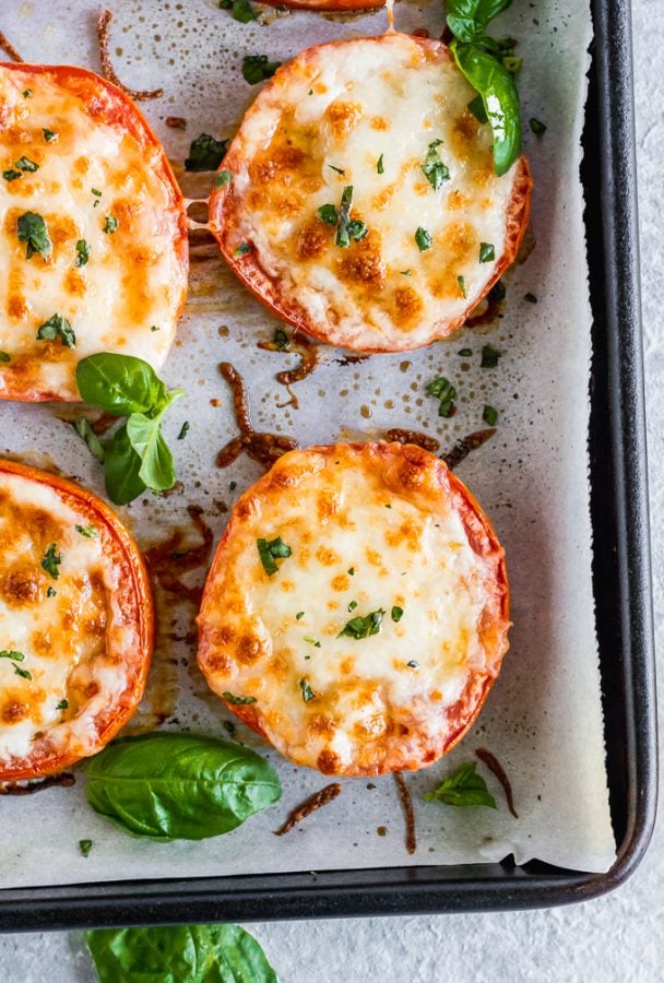 Baked Tomatoes With Mozzarella And Parmesan {VIDEO!}