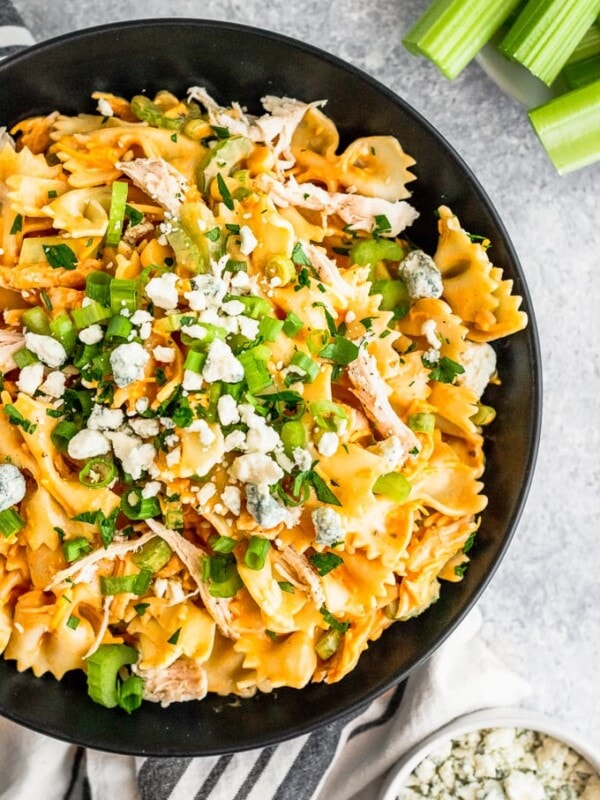 Buffalo Chicken Pasta Salad is the perfect BBQ side dish! I love the classic Buffalo Chicken flavors, so adding that into a pasta salad recipe is such a great combo. It's just the right amount of spice and heat to add to any summertime spread. This Easy Pasta Salad Recipe is so unique and delicious!