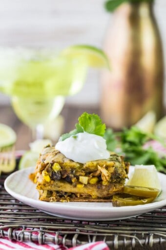 Skinny(er) Chicken Mexican Lasagna Bake - The Cookie Rookie®