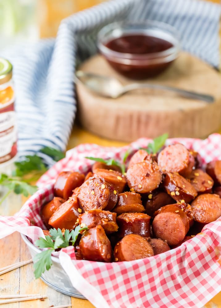 Slow Cooker Sweet And Spicy Kielbasa Bites The Cookie