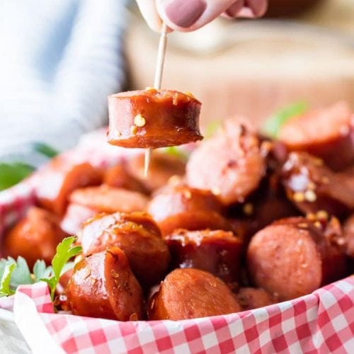 Crockpot Kielbasa Sausage Bites Appetizer Recipe - The Cookie Rookie®