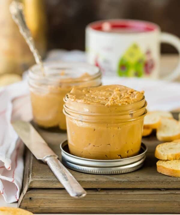 peanut butter fluff spread in a jar with knife