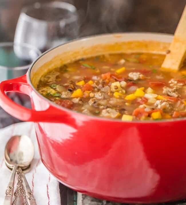 Copycat Carrabba's Sausage and Lentil Soup...your favorite restaurant comfort food made easy at home! This amazing sausage lentil soup is a staple at our house. So delicious!