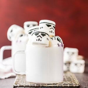 white chocolate hot chocolate with stormtrooper marshmallows