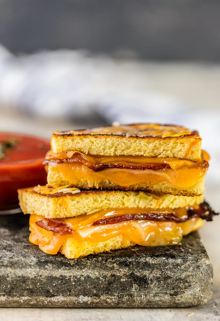 Candied Whiskey Bacon Grilled Cheese Dippers - The Cookie Rookie®