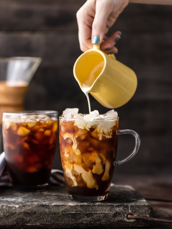 FAVORITE COFFEE RECIPE; Spiked Thai Iced Coffee! Such a refreshing, flavorful, and easy iced coffee recipe. A splash of Amaretto takes it over the top! Both cocktail and mocktail versions!