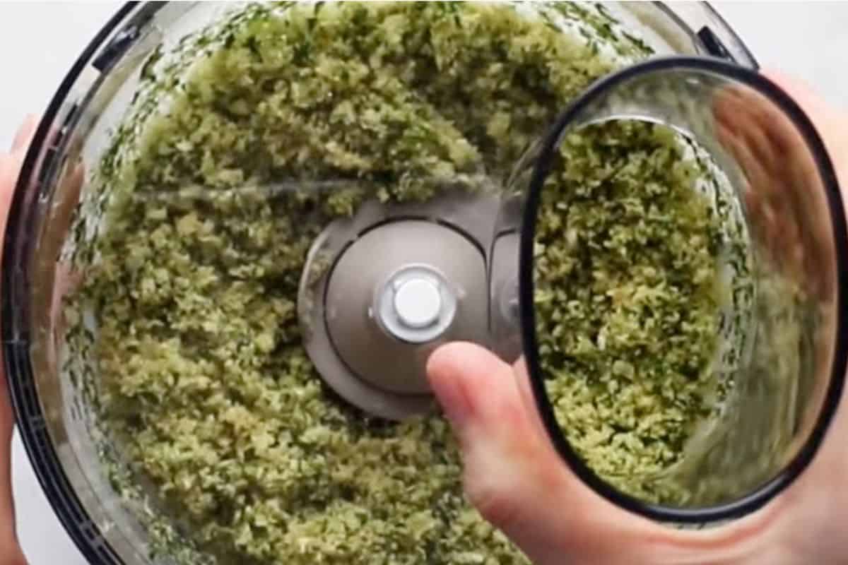 preparing herb mixture in a high speed blender