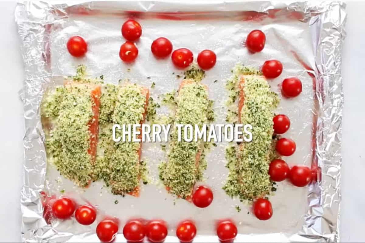 topped with minced herb mixture and added cherry tomatoes