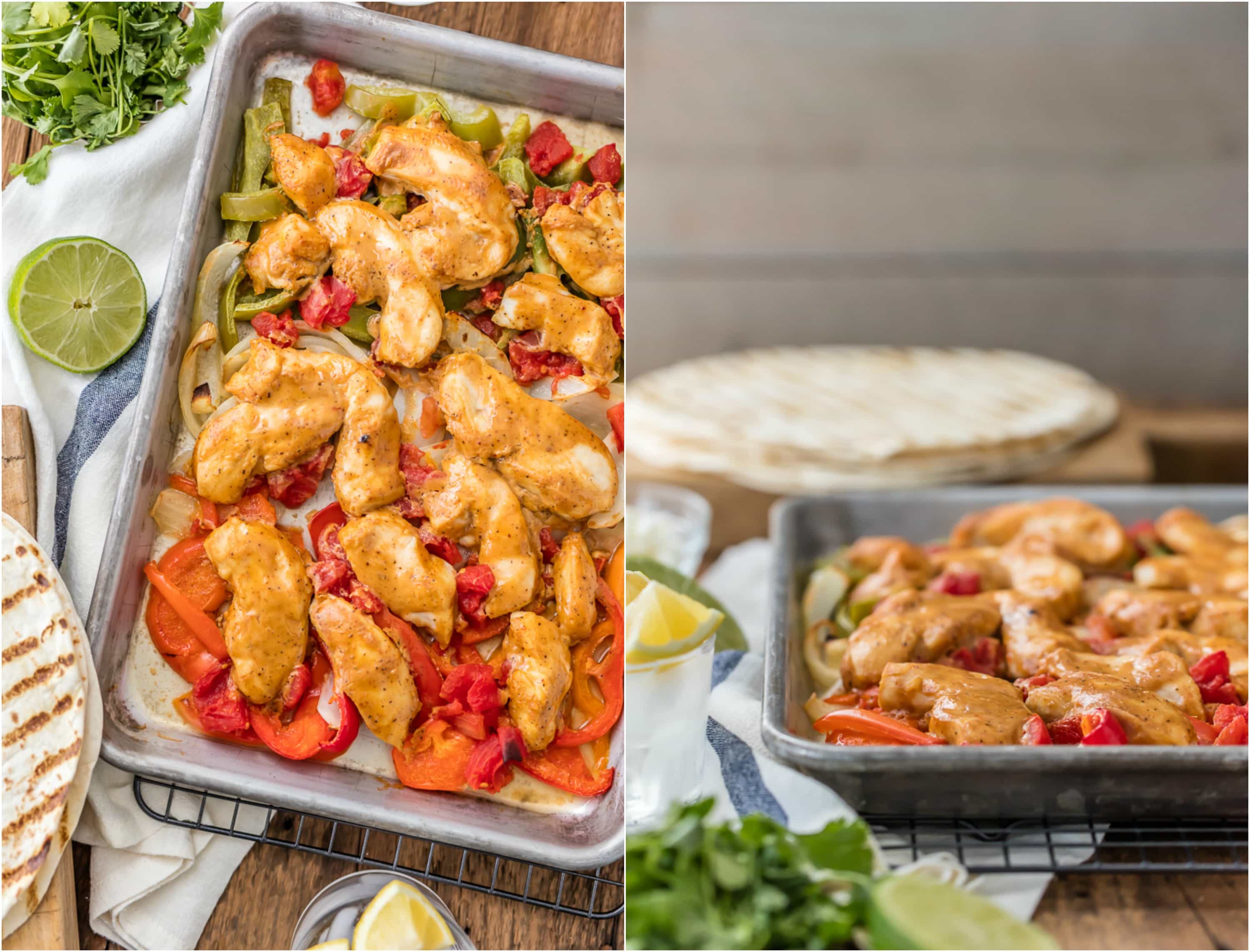 Skinny Baked Sheet Pan Chicken Fajitas For Two | The Cookie Rookie