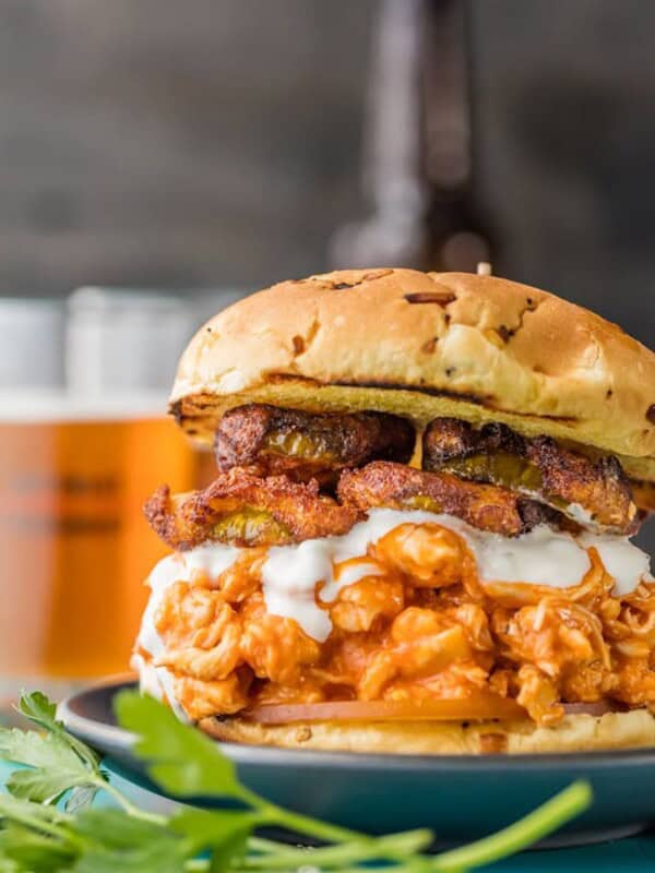 Buffalo Chicken Sandwich with Ranch Fried Pickles | The Cookie Rookie