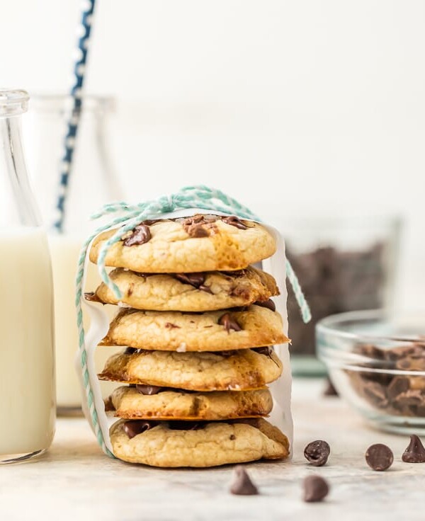 stack of salted caramel soft batch cookies