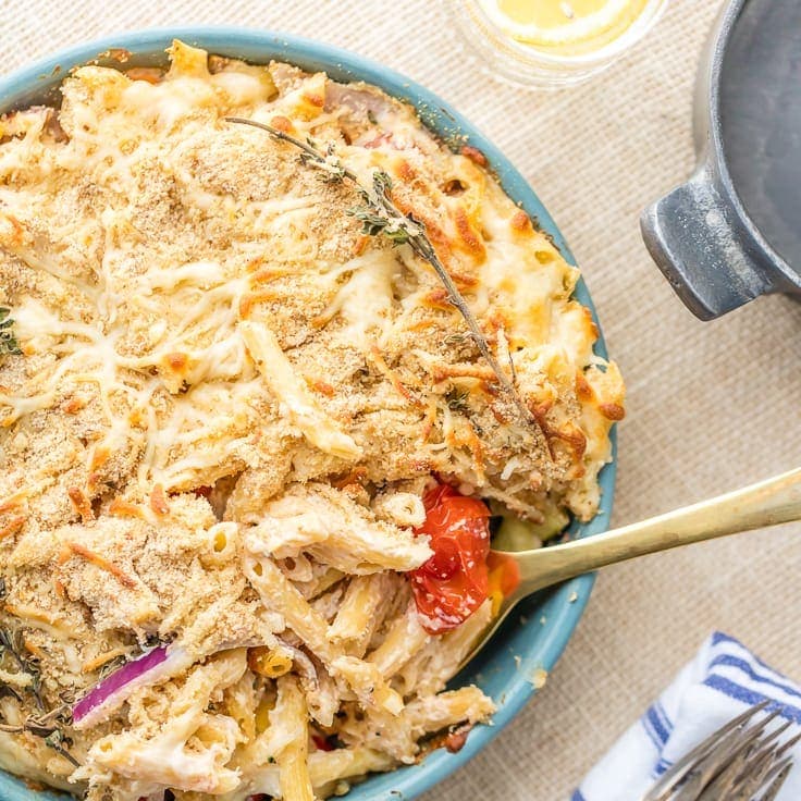 Creamy Baked Pasta Primavera with Cream Cheese Alfredo