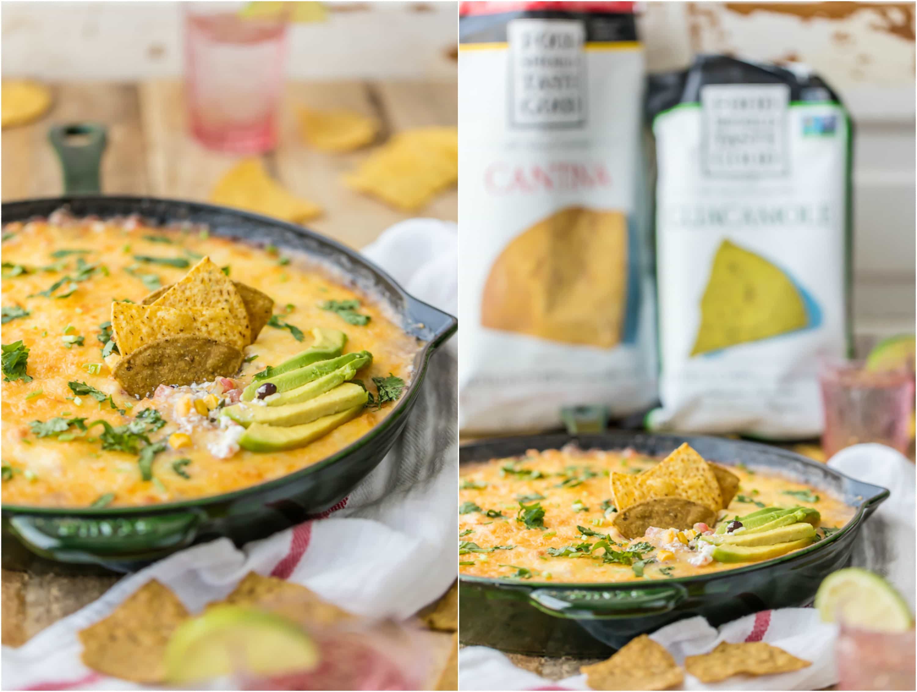 Who says 7 Layer Dip has to be cold? HOT 7 LAYER DIP SKILLET is the perfect tailgating dip for Cinco de Mayo! My favorite dip made in a skillet. YUM!