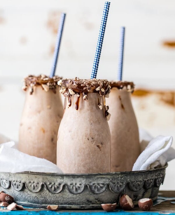 This Chocolate Banana Malt Milkshake is my favorite easy sweet treat! Thrown together in minutes with only 5 ingredients, it doesn't get any better! Voted best milkshake in Missouri!