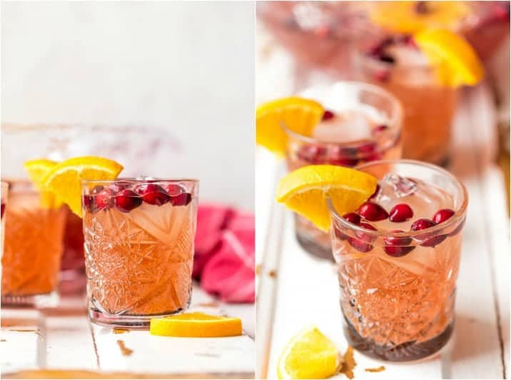 EASY HOLIDAY PUNCH perfect for Thanksgiving and Christmas! Cranberry Juice, Orange Juice, Ginger Ale, and more! Alcoholic or nonalcoholic versions!! Perfect party punch cocktail for a crowd!