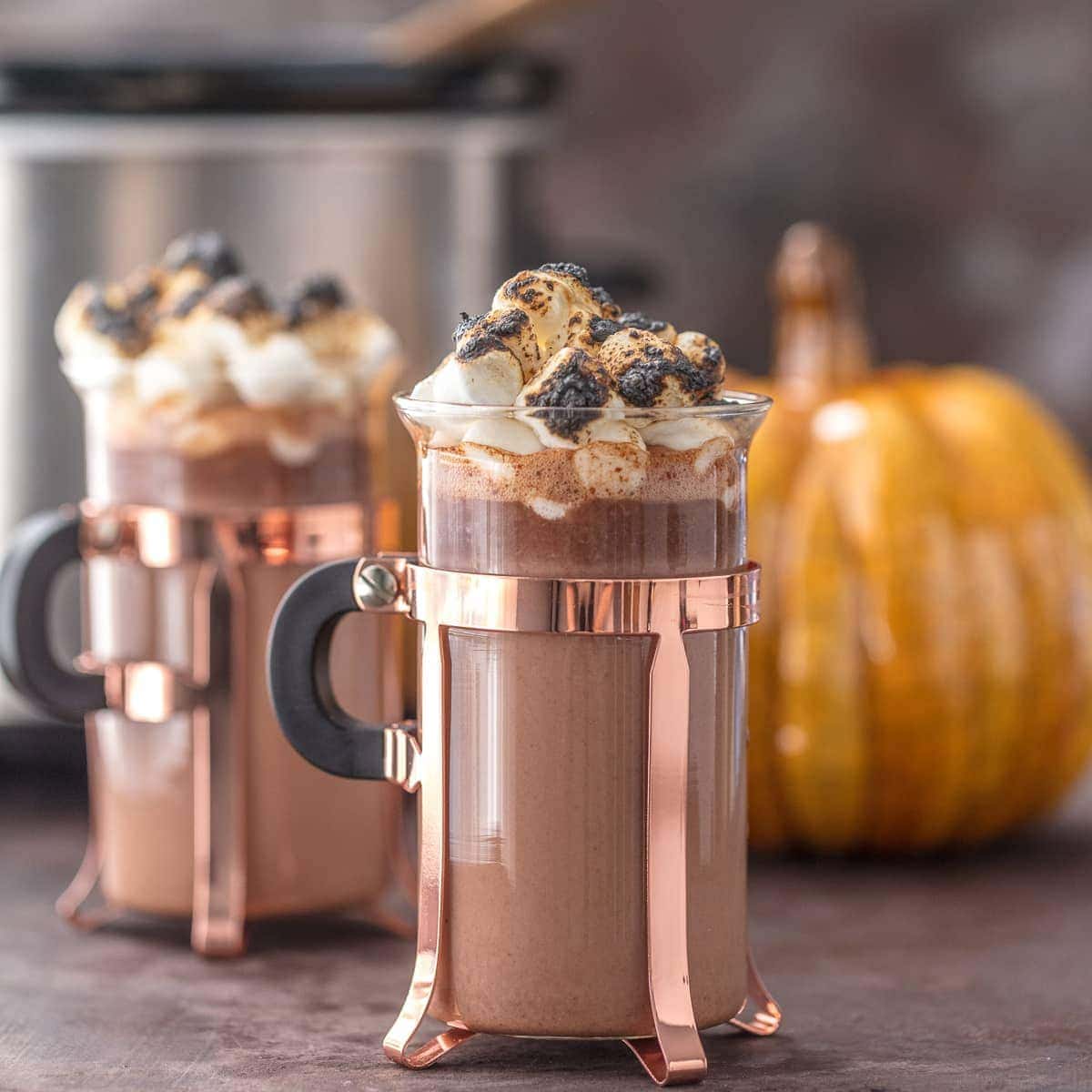 Pumpkin Spice Hot Chocolate - Slow Cooker Spiked Hot Chocolate