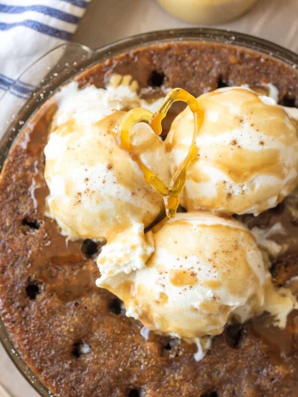 STICKY TOFFEE PUDDING CAKE is the ultimate holiday dessert! This toffee pudding poke cake is the perfect dessert recipe for spoiling your family this Christmas. Top it off with whipped cream or ice cream for an extra special treat!