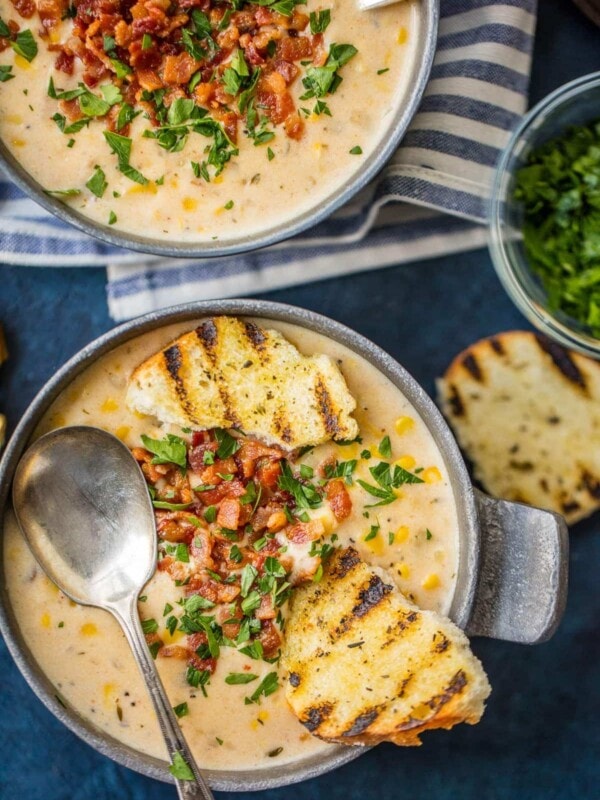 This BACON CORN CHOWDER recipe is a must make for winter! This delicious and easy corn chowder with bacon is loaded with potatoes, corn, bacon, and so much more. This warm and creamy soup is the ultimate comfort food!