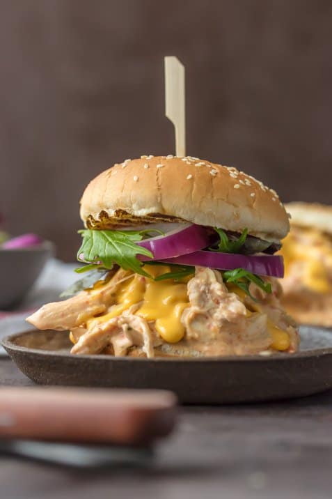 Slow Cooker Rotel Dip Chicken Sandwiches Recipe - The Cookie Rookie®