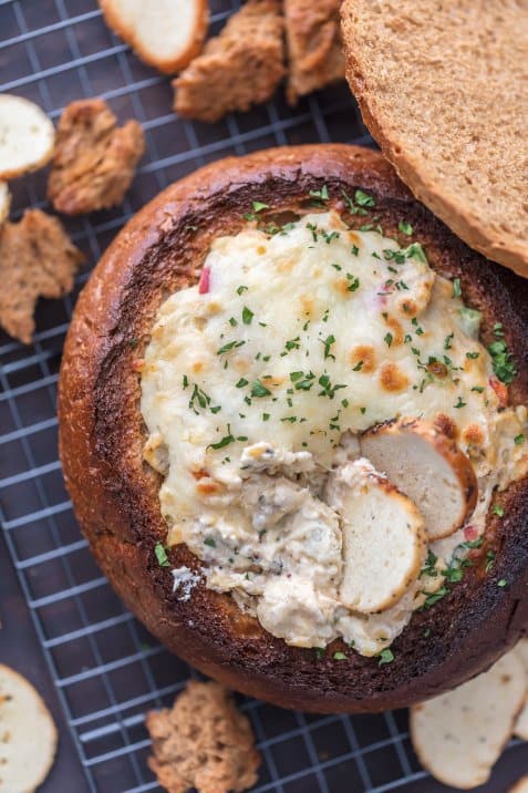 Warm Crab Artichoke Dip in a Bread Bowl Recipe - The Cookie Rookie®