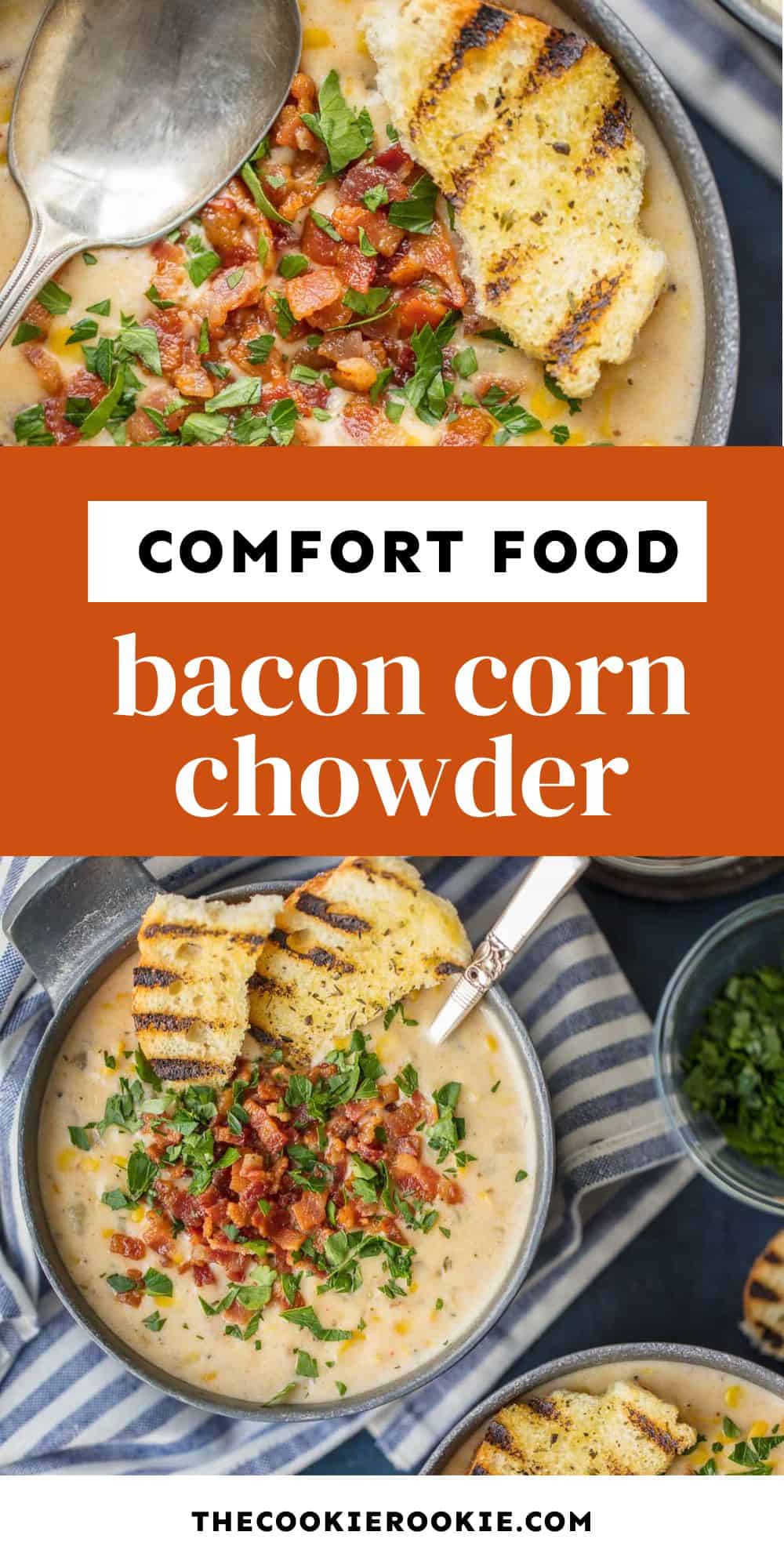 bacon corn chowder pin image