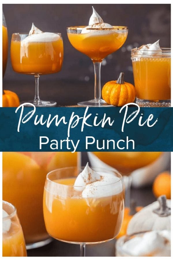 This Pumpkin Punch recipe is the perfect Thanksgiving or Halloween Punch idea. A fun & tasty Pumpkin Cocktail inspired by pumpkin pie!
