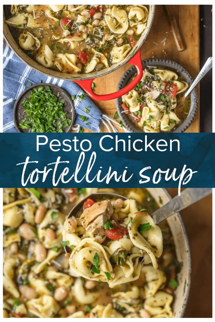 Pesto Chicken Tortellini Soup Recipe (VIDEO) - The Cookie Rookie