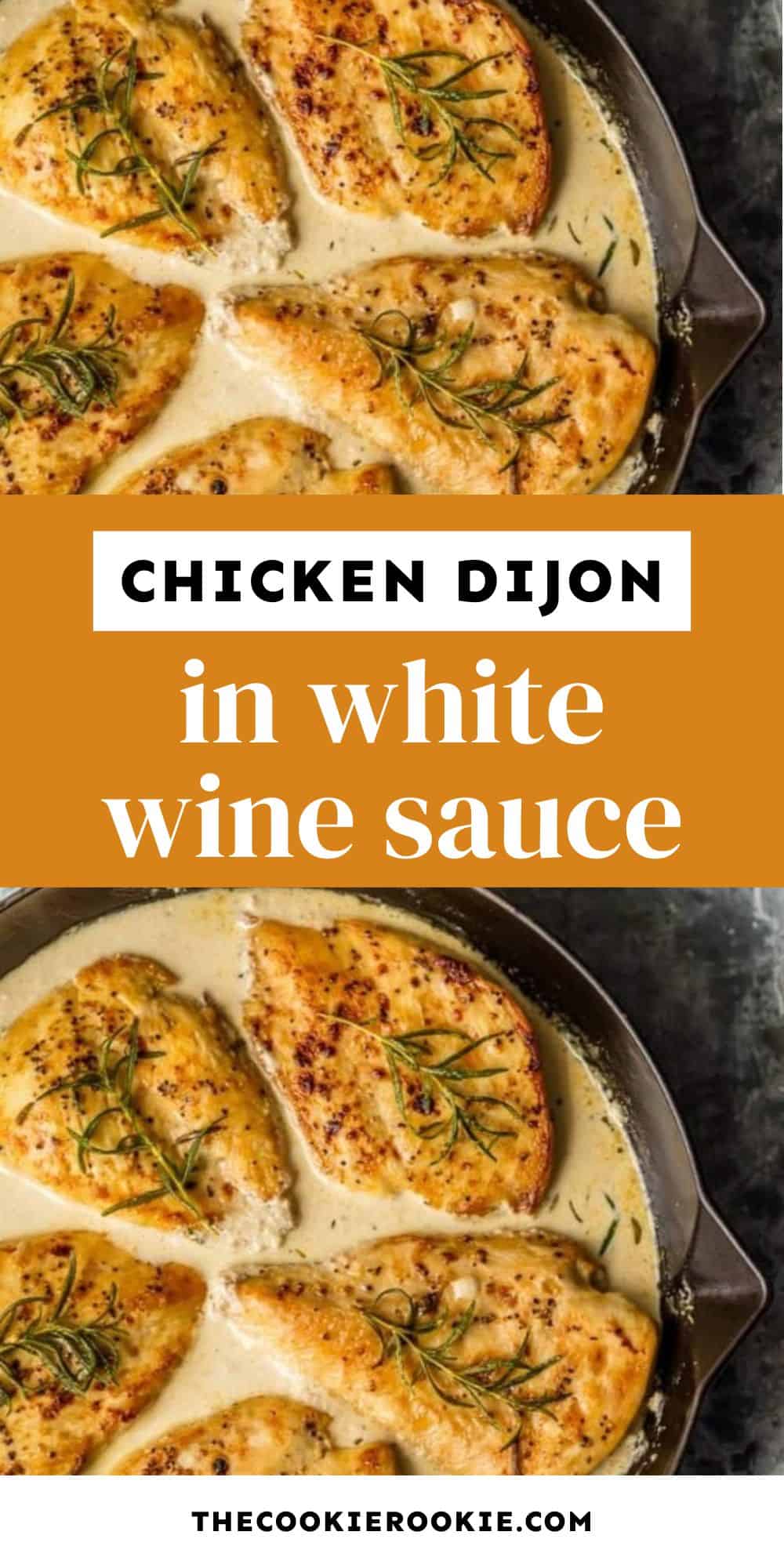 chicken dijon in white win sauce pin image