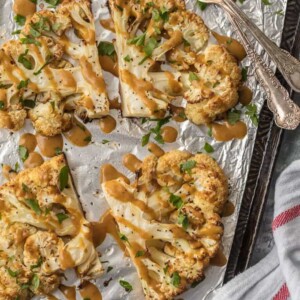 These THAI PEANUT CAULIFLOWER STEAKS are just the right amount of creamy, spicy, and tasty. This easy vegetarian meal or side is always a hit. SO MUCH FLAVOR!