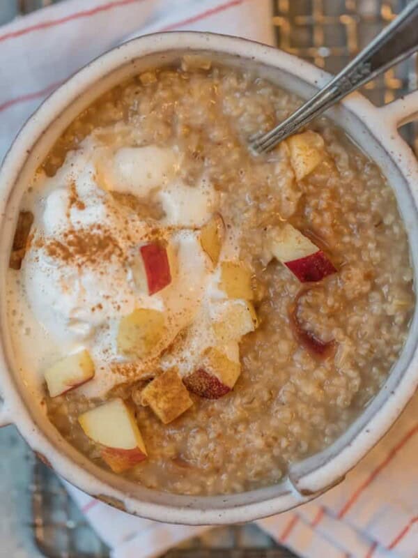 This INSTANT POT APPLE PIE OATMEAL is made in under 10 minutes and is making mornings easy and delicious! Top with some fresh whipped cream for an extra special treat.