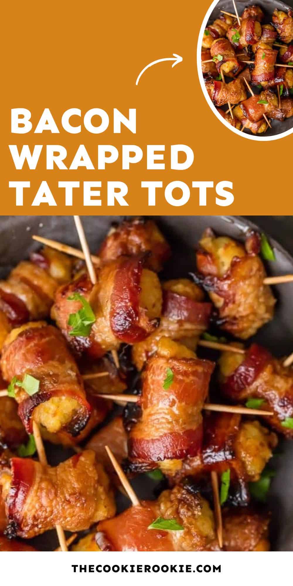 Bacon wrapped tater tots pin image