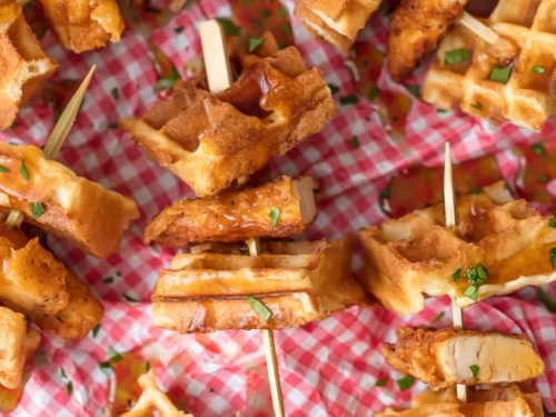 Mini Chicken and Waffles Party Bites – Home is Where the Boat Is
