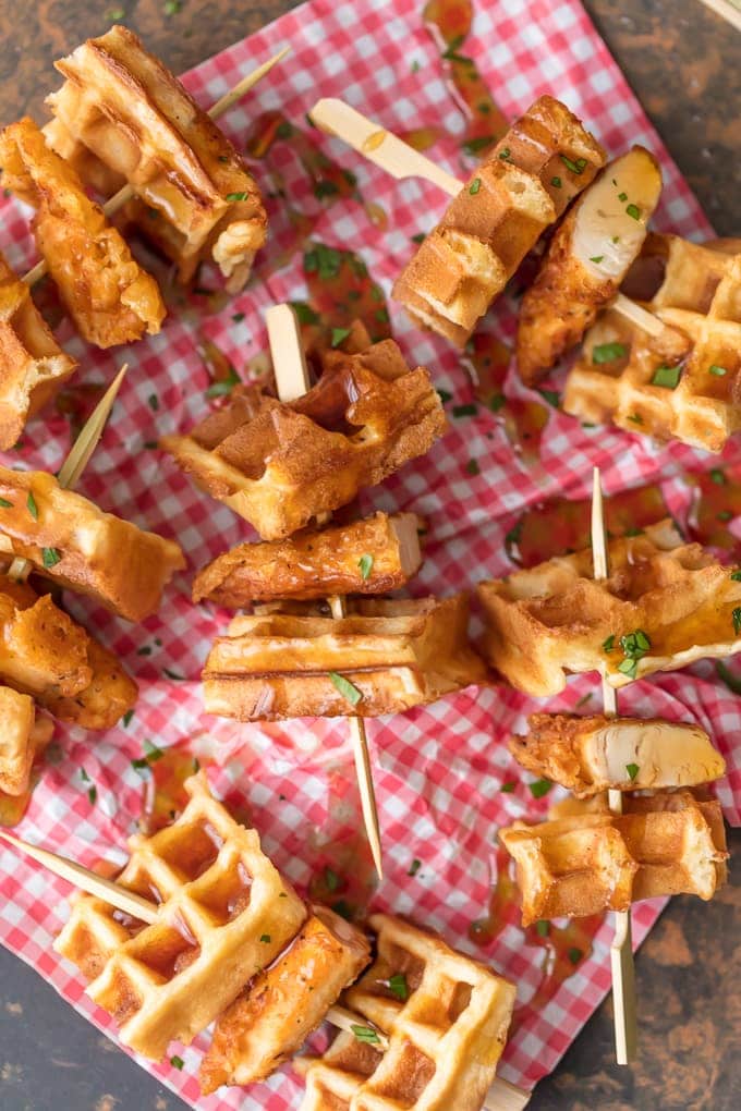 Chicken and Waffles Recipe - Mini Chicken and Waffles on a Stick