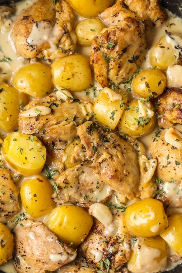 Clove Garlic Chicken And Potatoes With Cream Sauce Recipe The Cookie Rookie