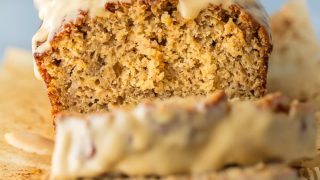 Easy Banana Bread Recipe with Peanut Butter Glaze