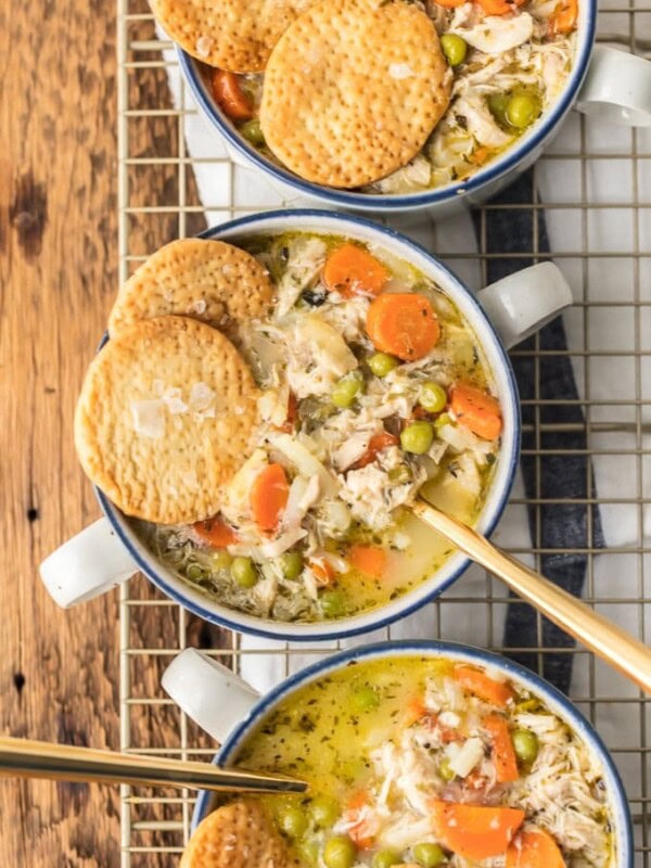 bowls of chicken pot pie soup