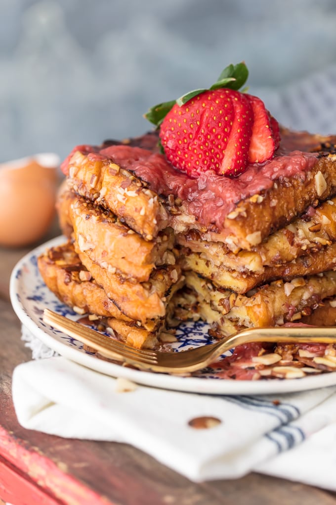 French Toast With Almond Milk Roasted Strawberry Syrup Dairy Free