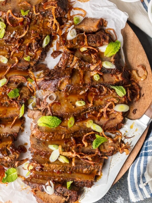 Instant Pot Brisket on a cutting board