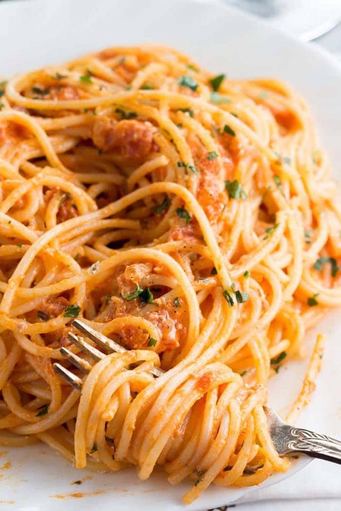 Skinny Spaghetti with Tomato Cream Sauce | Erren's Kitchen